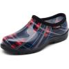 imageHISEA Waterproof Garden Shoe for Women Outdoor SlipOn Rain Footwear Rubber Rain Shoes Short Ankle Booties Garden Clogs with Comfort InsolePlaid Navy