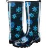 imageHISEA Womens Rain Boots Waterproof Garden Shoes Colorful Printed Knee High Rubber Boots AntiSlipping Rainboots for Ladies with Comfort Insole Tall Wellington Rain ShoesBlue Flower