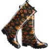 imageHISEA Womens Rain Boots Waterproof Garden Shoes Colorful Printed Knee High Rubber Boots AntiSlipping Rainboots for Ladies with Comfort Insole Tall Wellington Rain ShoesSunflower Print Black