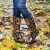 imageHISEA Womens Rain Boots Waterproof Garden Shoes Colorful Printed Knee High Rubber Boots AntiSlipping Rainboots for Ladies with Comfort Insole Tall Wellington Rain ShoesSunflower Print Black