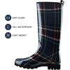imageHISEA Womens Rain Boots Waterproof Garden Shoes Colorful Printed Knee High Rubber Boots AntiSlipping Rainboots for Ladies with Comfort Insole Tall Wellington Rain ShoesPlaid Navy