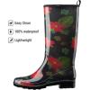 imageHISEA Womens Rain Boots Waterproof Garden Shoes Colorful Printed Knee High Rubber Boots AntiSlipping Rainboots for Ladies with Comfort Insole Tall Wellington Rain ShoesMidsummer Black