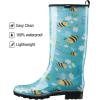 imageHISEA Womens Rain Boots Waterproof Garden Shoes Colorful Printed Knee High Rubber Boots AntiSlipping Rainboots for Ladies with Comfort Insole Tall Wellington Rain ShoesBee Print Light Blue