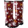 imageHISEA Womens Rain Boots Waterproof Garden Shoes Colorful Printed Knee High Rubber Boots AntiSlipping Rainboots for Ladies with Comfort Insole Tall Wellington Rain ShoesChicken Print Red