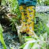 imageHISEA Womens Rain Boots Waterproof Garden Shoes Colorful Printed Knee High Rubber Boots AntiSlipping Rainboots for Ladies with Comfort Insole Tall Wellington Rain ShoesPolka Dot Print Colorful