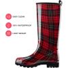 imageHISEA Womens Rain Boots Waterproof Garden Shoes Colorful Printed Knee High Rubber Boots AntiSlipping Rainboots for Ladies with Comfort Insole Tall Wellington Rain ShoesRed Plaid