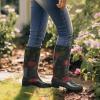 imageHISEA Womens Rain Boots Waterproof Garden Shoes Colorful Printed Knee High Rubber Boots AntiSlipping Rainboots for Ladies with Comfort Insole Tall Wellington Rain ShoesMidsummer Black