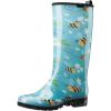 imageHISEA Womens Rain Boots Waterproof Garden Shoes Colorful Printed Knee High Rubber Boots AntiSlipping Rainboots for Ladies with Comfort Insole Tall Wellington Rain ShoesBee Print Light Blue