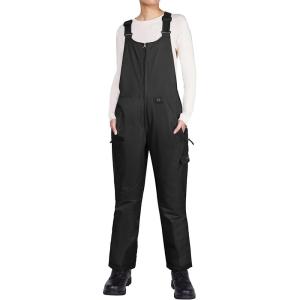 imageHISEA Womens Snow Bib Overalls Snowsuit Ski Pants Waterproof Insulated Skiing Pants Women Black