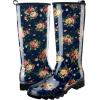 imageHISEA Womens Rain Boots Fashion Waterproof Garden Shoes Colorful Printed Rubber Boots AntiSlipping Rainboots for Ladies with Comfort Insole Tall Knee High Outdoor Rain ShoesFlower Navy