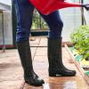 imageHISEA Womens Rain Boots Fashion Waterproof Garden Shoes Colorful Printed Rubber Boots AntiSlipping Rainboots for Ladies with Comfort Insole Tall Knee High Outdoor Rain ShoesPolka Dot Print Black and White