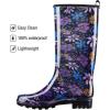 imageHISEA Womens Rain Boots Fashion Waterproof Garden Shoes Colorful Printed Rubber Boots AntiSlipping Rainboots for Ladies with Comfort Insole Tall Knee High Outdoor Rain ShoesPurple Floral