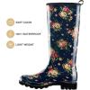 imageHISEA Womens Rain Boots Fashion Waterproof Garden Shoes Colorful Printed Rubber Boots AntiSlipping Rainboots for Ladies with Comfort Insole Tall Knee High Outdoor Rain ShoesFlower Navy