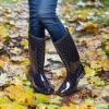 imageHISEA Womens Rain Boots Fashion Waterproof Garden Shoes Colorful Printed Rubber Boots AntiSlipping Rainboots for Ladies with Comfort Insole Tall Knee High Outdoor Rain ShoesPolka Dot Print Black and White