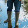 imageHISEA Women Rain Boots Waterproof PVC Rubber Boot Tall Fashion Rainboots Matte Surface Womens Rain Footwear for Ladies Outdoor Work WalkingOlive Green