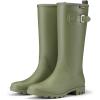imageHISEA Women Rain Boots Waterproof PVC Rubber Boot Tall Fashion Rainboots Matte Surface Womens Rain Footwear for Ladies Outdoor Work WalkingOlive Green