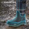 imageHISEA Women Mud Boots Neoprene Rubber Garden Shoes Waterproof Mid Calf Rain Boots for OutdoorNavy Plaid