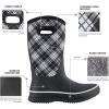 imageHISEA Women Mud Boots Neoprene Rubber Garden Shoes Waterproof Mid Calf Rain Boots for OutdoorPlaid