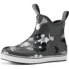 imageHISEA Womens Ankle Rain Boots Rubber Fishing Deck Boots Garden Boots for Women WaterproofGrey Flower