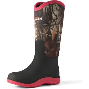 imageHISEA Womens Neoprene Tall Rain Boots Waterproof Garden Boots Wellington Rubber BootsCamo