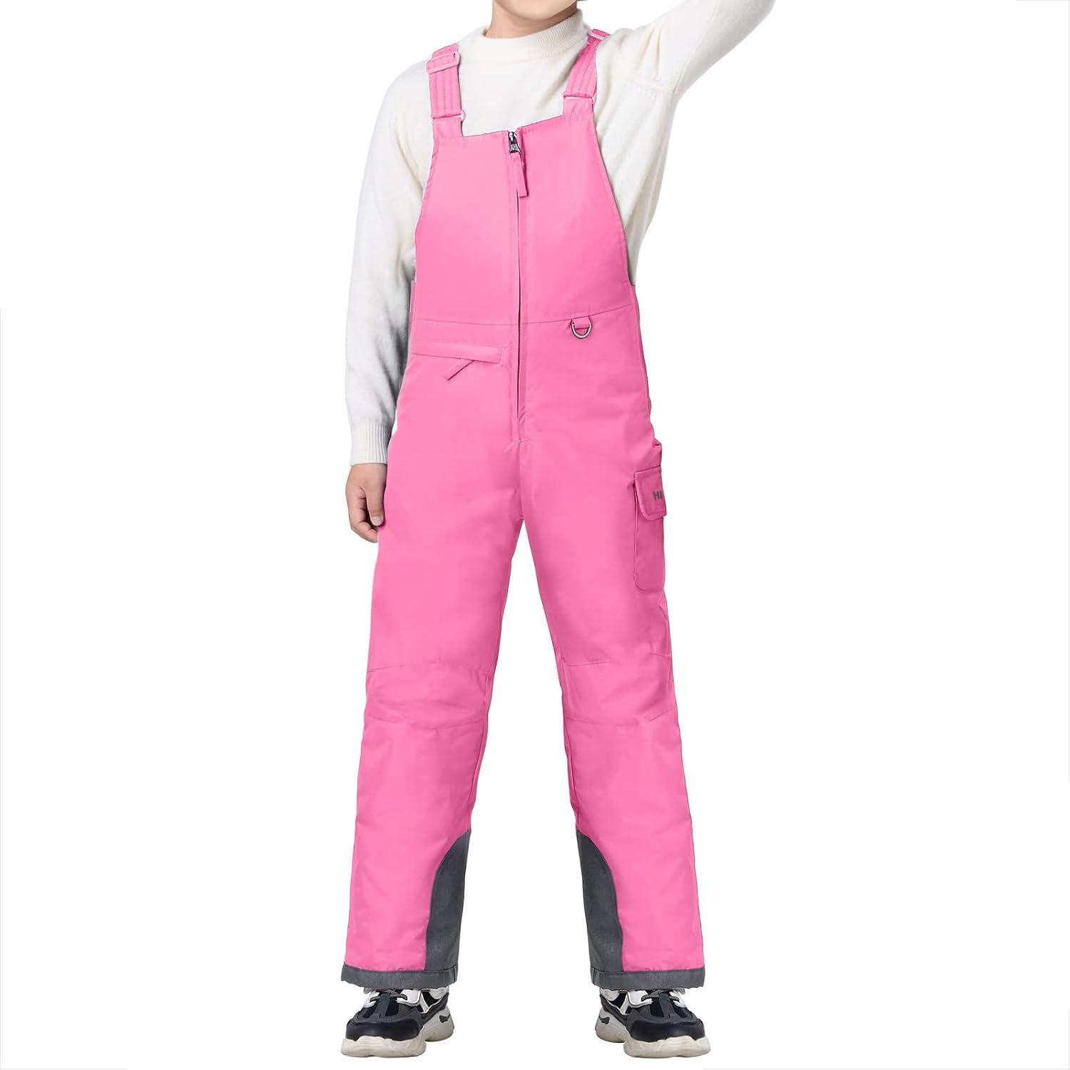 imageHISEA Kids Insulated Bibs Snow Bib Overalls Winter Warm Ski Bibs for Girls and Boys Ski Pants Water Resistant Skiing Bibs Pink