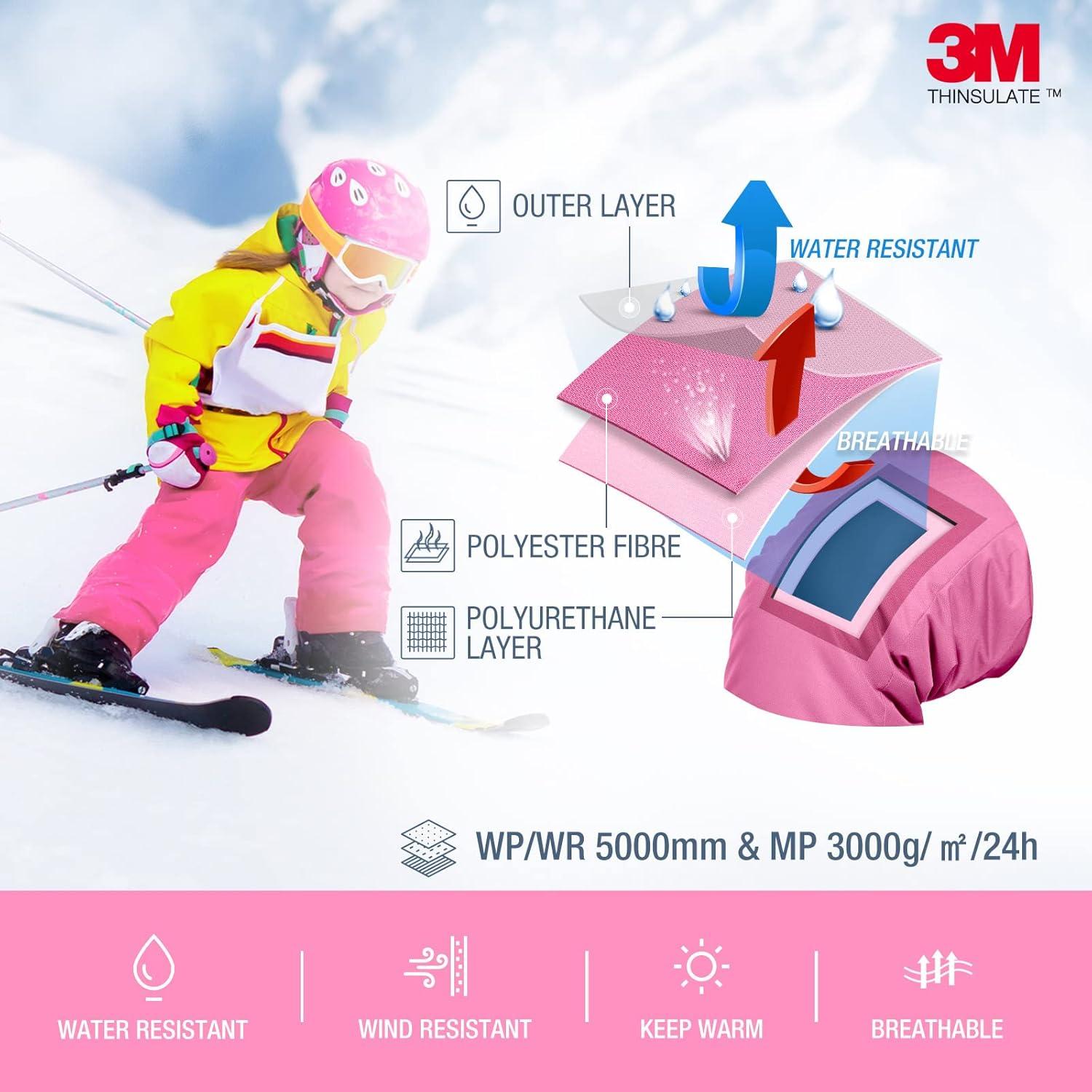 imageHISEA Kids Snow Bib Overalls 3M Thinsulate InfantToddler Ski Pants Insulated Skiing Bibs for Girls ampamp Boys Grey