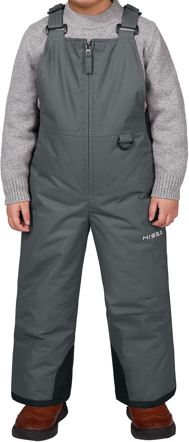 imageHISEA Kids Snow Bib Overalls 3M Thinsulate InfantToddler Ski Pants Insulated Skiing Bibs for Girls ampamp Boys Grey