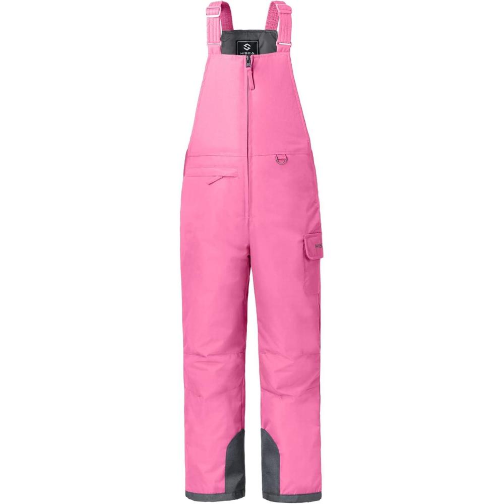 imageHISEA Kids Insulated Bibs Snow Bib Overalls Winter Warm Ski Bibs for Girls and Boys Ski Pants Water Resistant Skiing Bibs Pink