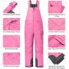 imageHISEA Kids Insulated Bibs Snow Bib Overalls Winter Warm Ski Bibs for Girls and Boys Ski Pants Water Resistant Skiing Bibs Pink