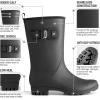 imageHISEA Midcalf Rubber Rain Boots for Women Waterproof Wellington Boots for OutdoorBlack