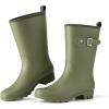 imageHISEA Midcalf Rubber Rain Boots for Women Waterproof Wellington Boots for OutdoorOlive Green