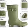 imageHISEA Midcalf Rubber Rain Boots for Women Waterproof Wellington Boots for OutdoorOlive Green