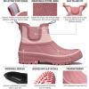 imageHISEA Womens Duck Chelsea Rain Boots Waterproof Short Garden Boot Outdoor Mud BootsHawthorn Red