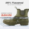 imageHISEA Womens Duck Chelsea Rain Boots Waterproof Short Garden Boot Outdoor Mud BootsOlive Green