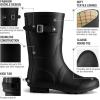 imageHISEA Womens Mid Calf Rubber Rain Boots Waterproof Wellington Garden BootsBlack