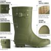imageHISEA Womens Mid Calf Rubber Rain Boots Waterproof Wellington Garden BootsOlive Green