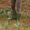 imageHISEA Womens Mid Calf Rubber Rain Boots Waterproof Wellington Garden BootsOlive Green