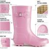 imageHISEA Womens Mid Calf Rubber Rain Boots Waterproof Wellington Garden BootsPink