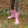 imageHISEA Womens Mid Calf Rubber Rain Boots Waterproof Wellington Garden BootsPink