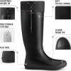 imageHISEA Womens Rubber Rain Boots Waterproof Packable Tall Garden Boots Lightweight Mud BootsBlack