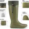 imageHISEA Womens Rubber Rain Boots Waterproof Packable Tall Garden Boots Lightweight Mud BootsGreen