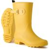 imageHISEA Midcalf Rubber Rain Boots for Women Waterproof Wellington Boots for OutdoorYellow
