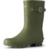 imageHISEA Womens Mid Calf Rubber Rain Boots Waterproof Wellington Garden BootsOlive Green