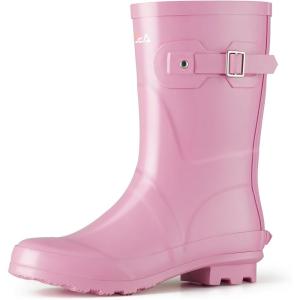 imageHISEA Womens Mid Calf Rubber Rain Boots Waterproof Wellington Garden BootsPink