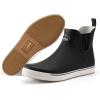 imageHISEA Mens Deck Boots Ankle Rain Boots Waterproof Rubber Saltwater Fishing Boot for SailingBlack