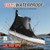 imageHISEA Mens Deck Boots Ankle Rain Boots Waterproof Rubber Saltwater Fishing Boot for SailingBlack