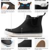 imageHISEA Mens Deck Boots Ankle Rain Boots Waterproof Rubber Saltwater Fishing Boot for SailingBlack