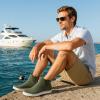 imageHISEA Mens Deck Boots Ankle Rain Boots Waterproof Rubber Saltwater Fishing Boot for SailingGreen