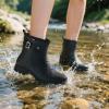 imageHISEA Womens Ankle Rain Boots Waterproof Fashion Short Garden Shoes Antislip for Women with Comfortable InsoleBlack