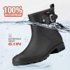 imageHISEA Womens Ankle Rain Boots Waterproof Fashion Short Garden Shoes Antislip for Women with Comfortable InsoleBlack